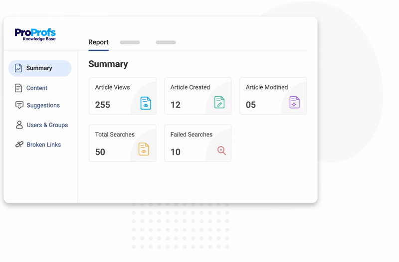 Knowledge base software reports