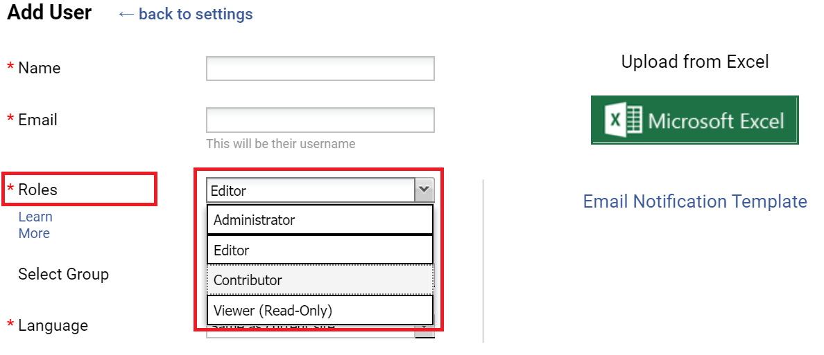 Assign roles to the users in a knowledge base