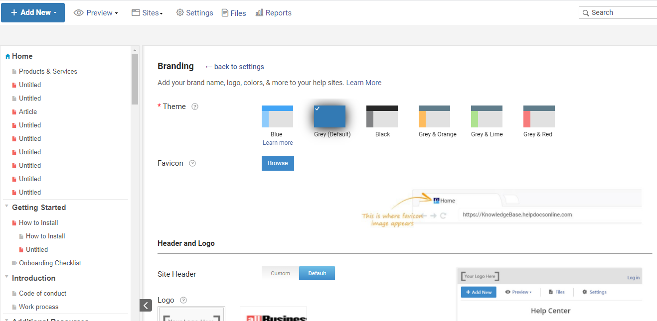 Branding in customer portal software
