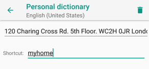 defining personal dictionary shortcut