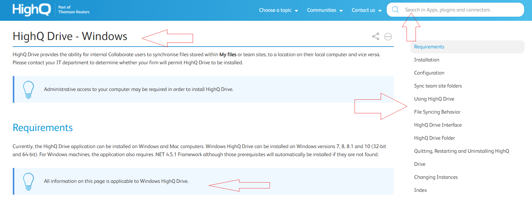 HighQ self-service portal example