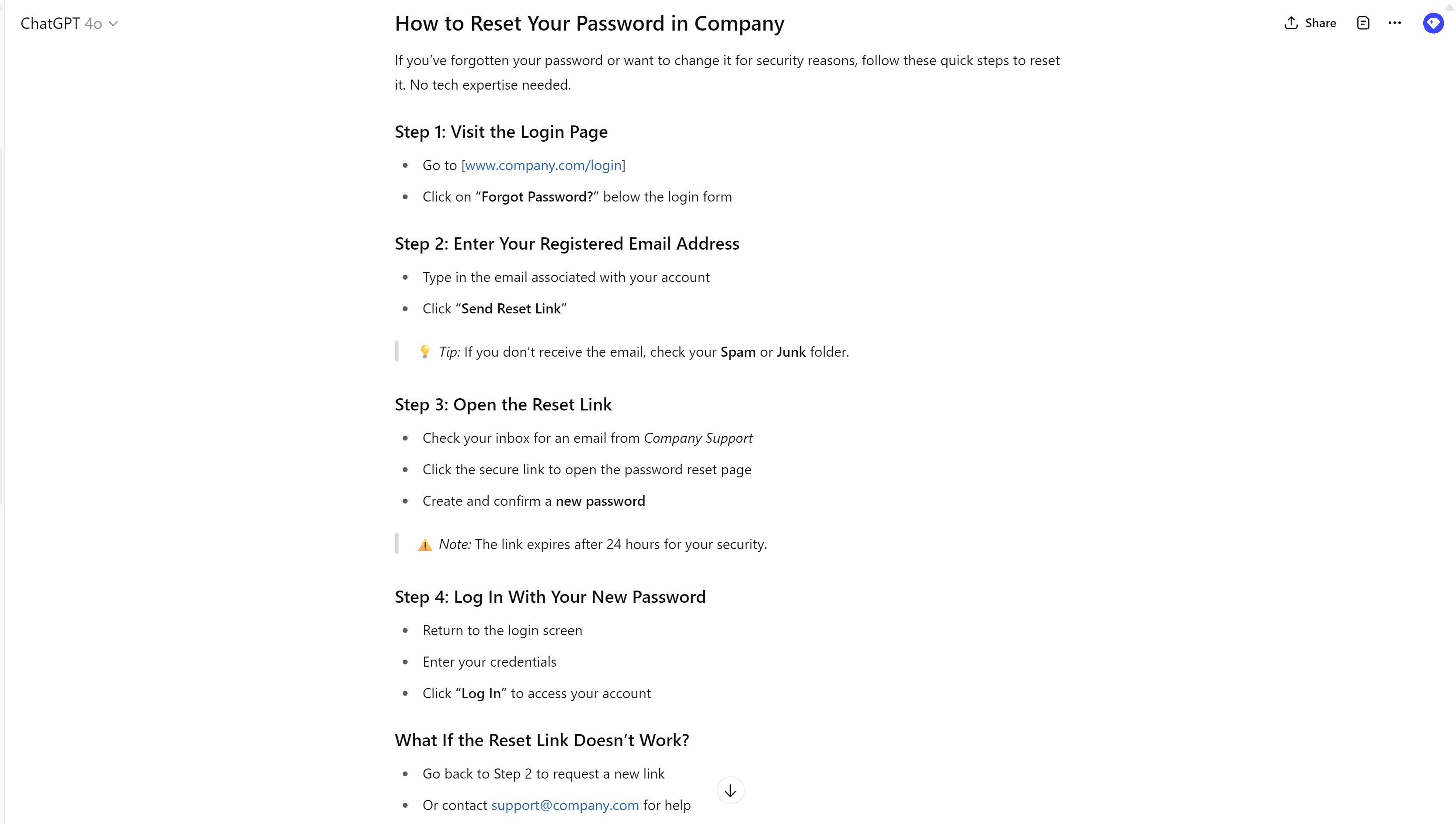 create a user guide prompt
