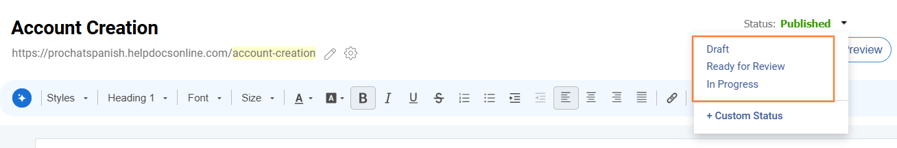 KB Article Review Status
