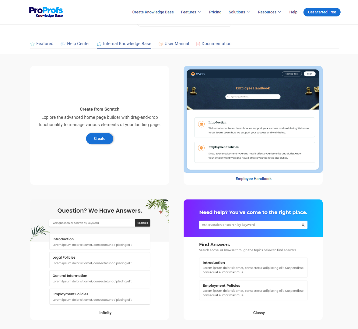 Internal Knowledge Base Templates