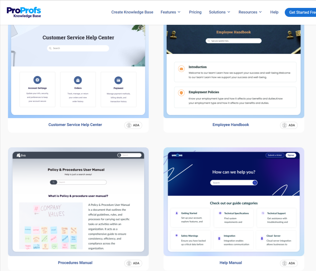 Knowledge Base Templates