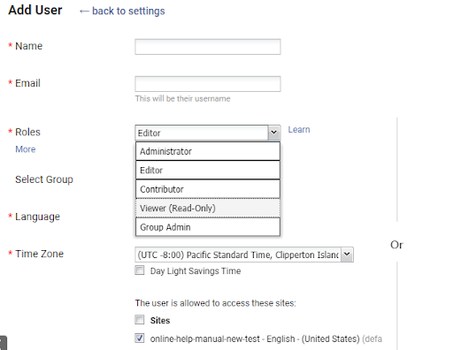 ProProfs - User setting