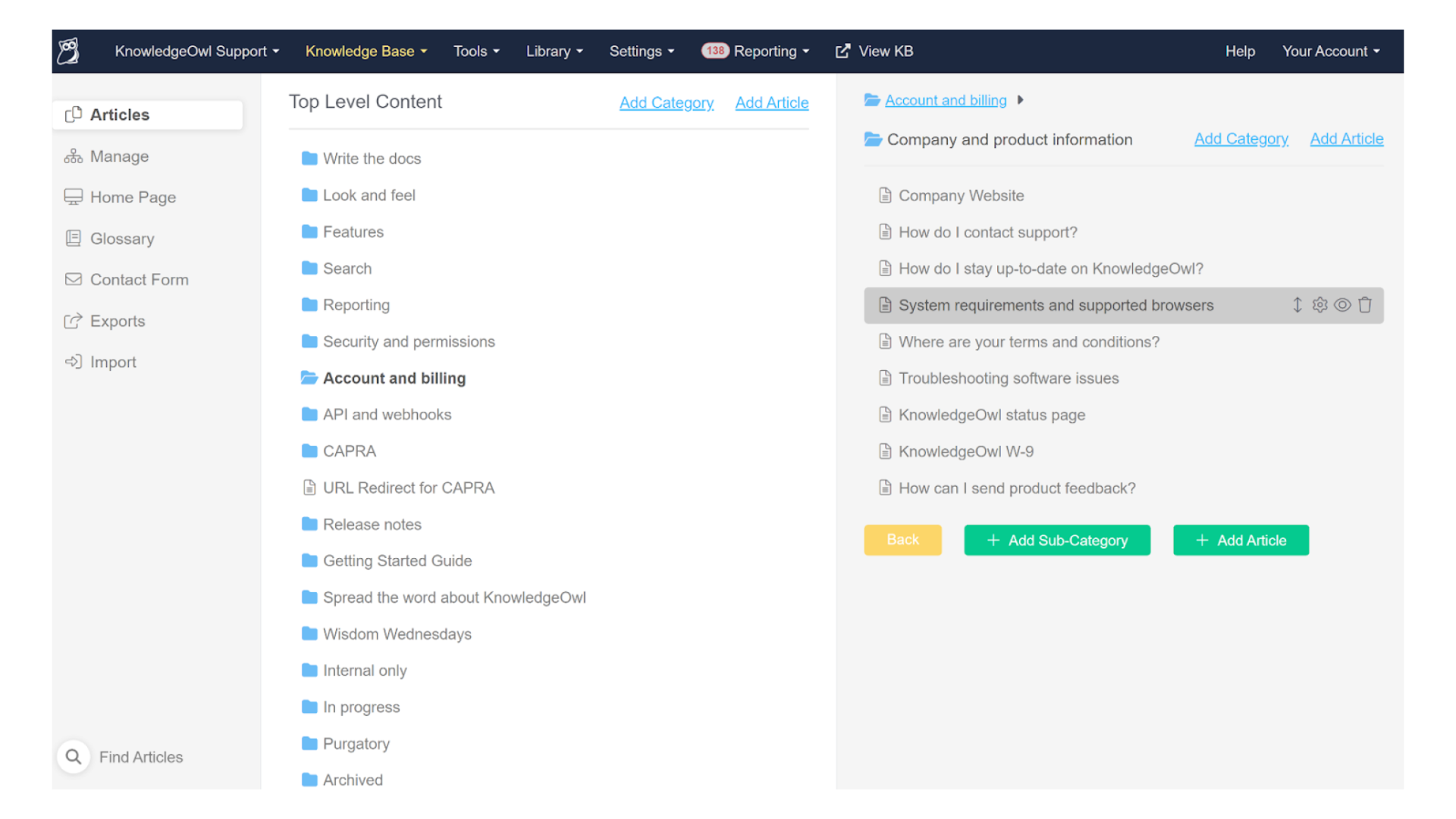 KnowledgeOwl-dashboard-Document360 Alternatives